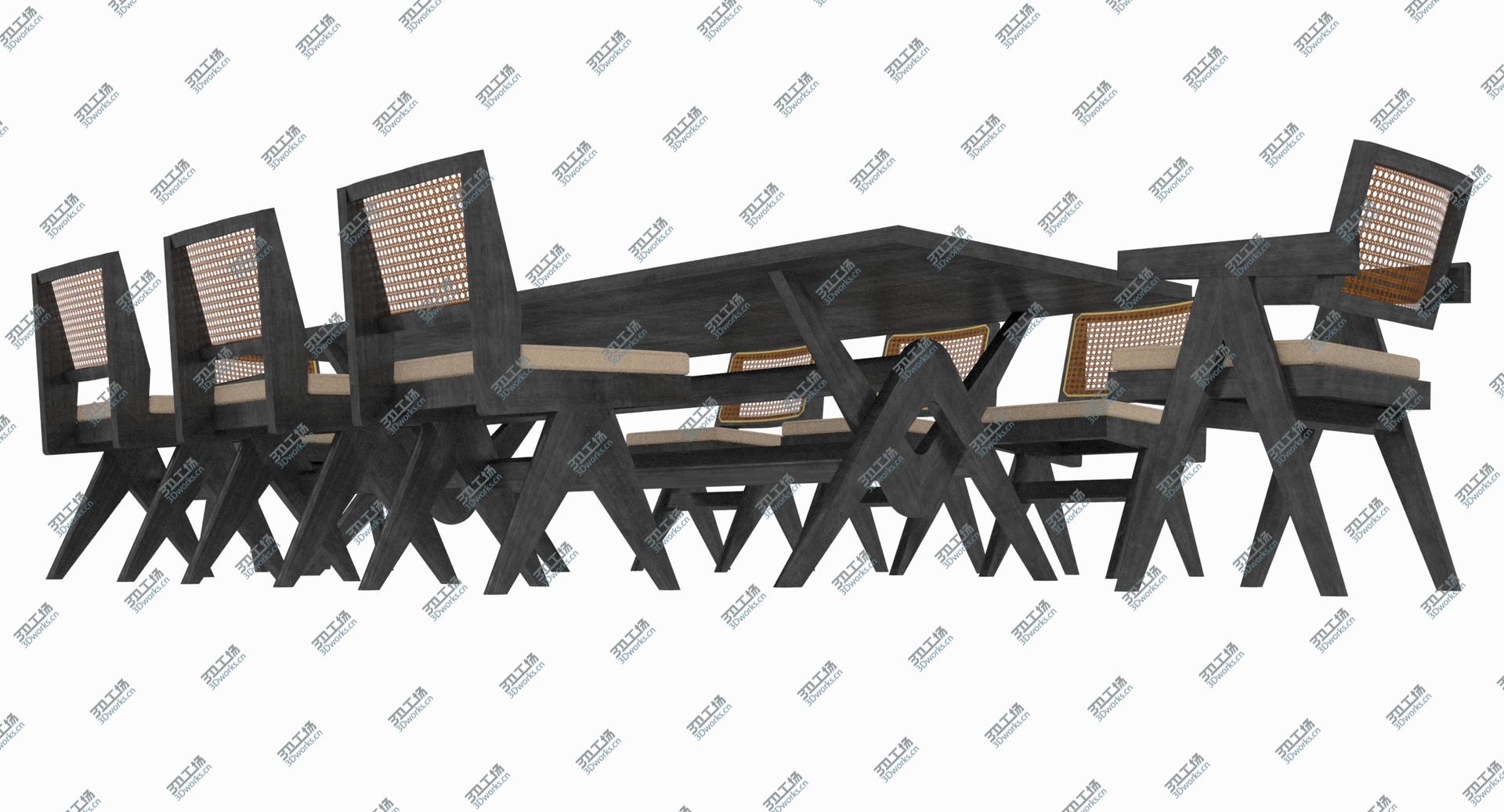 images/goods_img/202105073/3D Cassina Jeanneret Capitol Complex Table with Office Chair and Black Mahogany Chair with Cushions Set/5.jpg